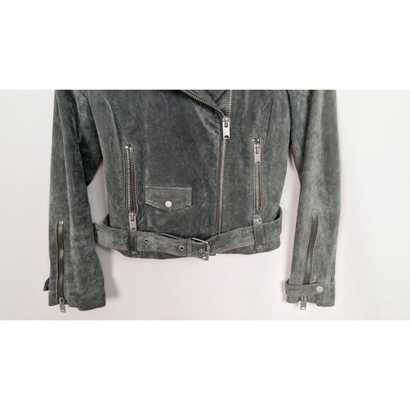Marc New York by Andrew Marc sz. M Suede Genuine Leather Belted Moto Jacket Coat - Picture 8 of 14